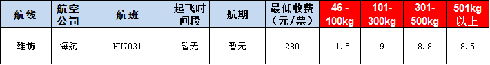 青島空運(yùn)報(bào)價表-青島飛機(jī)空運(yùn)價格-9月16號